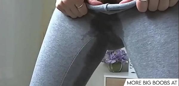  lady with big boobs lactating and pissing